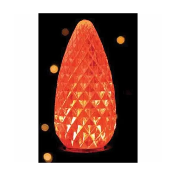 Christmas Light Bulb, Faceted E17 C9 LED Orange Transparent