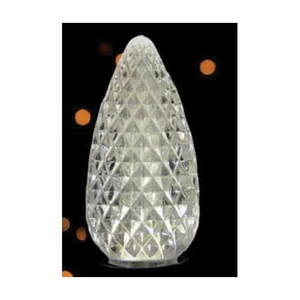 Christmas Light Bulb, Faceted E17 C9 LED Pure White Transparent | BU-LED-FC9-TPW