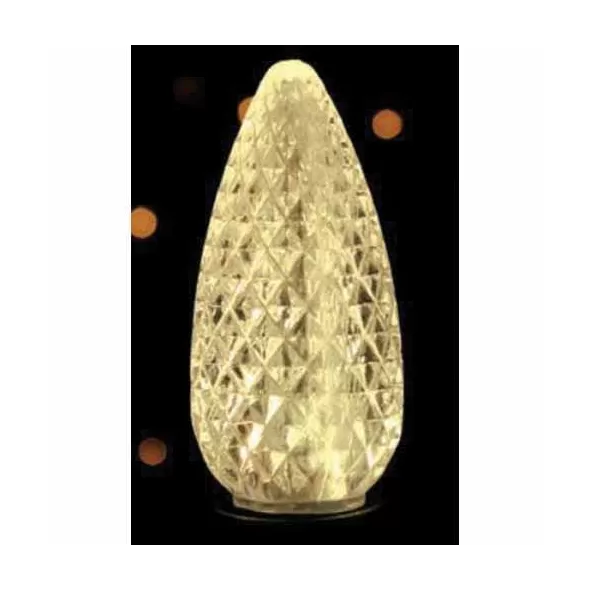 Christmas Light Bulb, Faceted E17 C9 LED Sun Warm White Transparent | BU-LED-FC9-TSWW