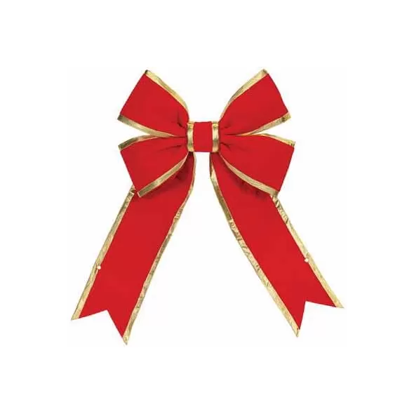 Decorative Bow, 12" Red Velvet with Gold Trim | BW-RGD-12
