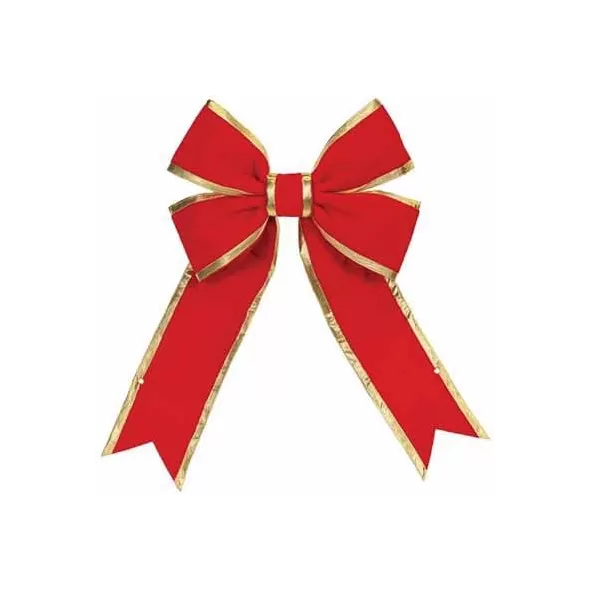 Decorative Bow, 24" Red Velvet with Gold Trim | BW-RGD-24