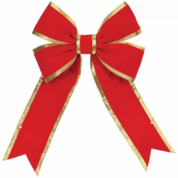 Decorative Bow, 36" Red Velvet with Gold Trim | BW-RGD-36