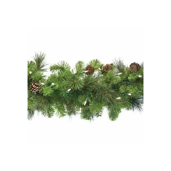 Garland, Warm White LED 9" with Pine Cone Standard