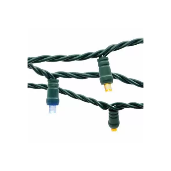 LED Light String, 4.8 W per String 23.5' 4" Spacing Green Plastic Socket Commercial Standard Conical