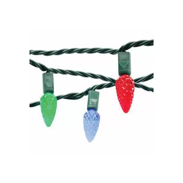 LED Light String, 4.8 W per String 23.5' 4" Spacing Blue Plastic Socket Commercial Standard