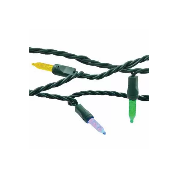LED Light String, 4.8 W per String 25' Plastic Socket Commercial Standard Multi-Colored Mini | MINI-50/6-G-MU-S