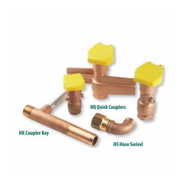 Quick Coupling Valve, 1"Female Red Brass 2-Piece with 1 Slot Non-Locking Yellow Lid