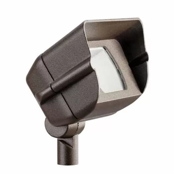 Flood Light, 1 W G4 Bi-Pin T3 LED/Incandescent Textured Architectural Bronze Aluminum Mini Hooded Adjustable Wide