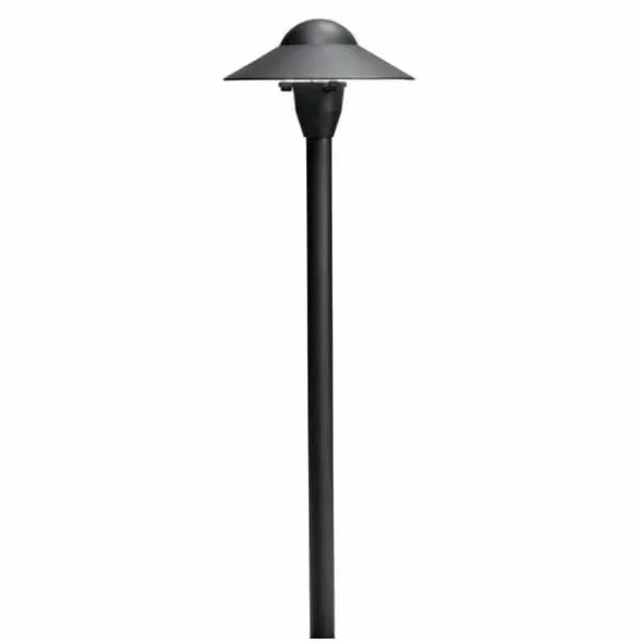 Path Light, 1 W Wedge T5 LED/Incandescent Textured Black Aluminum Dome
