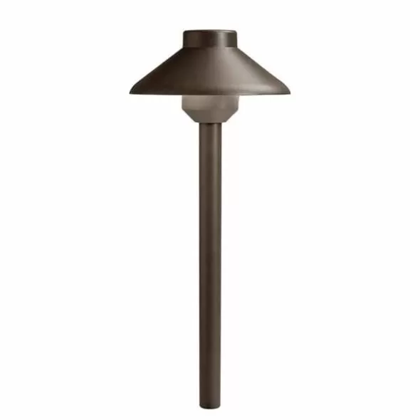 2 W 2700K Integrated LED Textured Architectural Bronze Aluminum Stepped Dome Path Light | KIC15820AZT27