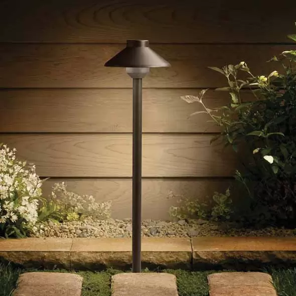 2 W 3000K Integrated LED Textured Architectural Bronze Aluminum Stepped Dome Path Light | KIC15820AZT