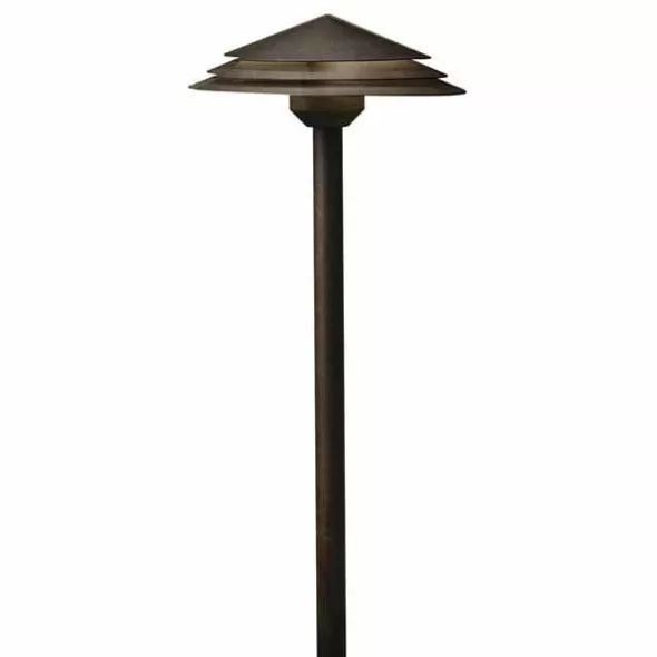 3.8 W 2700K Integrated LED Aged Bronze Aluminum Round Tiered Path Light | KIC16124AGZ27