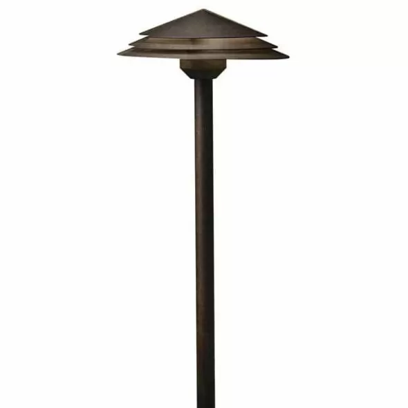 3.8 W 3000K Integrated LED Aged Bronze Aluminum Round Tiered Path Light | KIC16124AGZ30