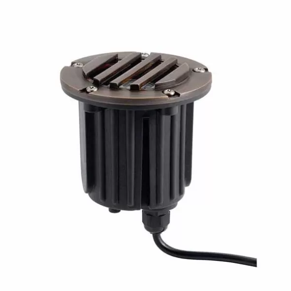 In-Ground Light, 7.2 W Bi-Pin MR-16 Incandescent Centennial Brass with Brass Rock Guard