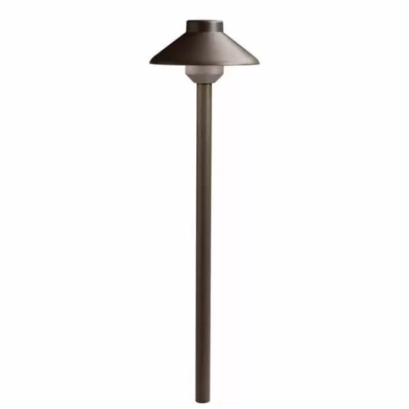 2 W 3000K Integrated LED Textured Architectural Bronze Aluminum Short Stepped Dome Path Light | KIC15821AZT
