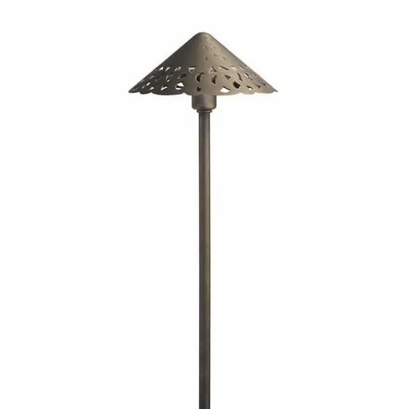 4 W 3000K Integrated LED Centennial Brass Cast Brass Hammered Roof Path Light | KIC15871CBR30