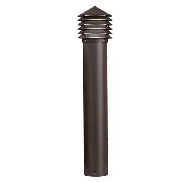 3.57 W 2800K LED Textured Architectural Bronze Aluminum Louvered LED Bollard Light | KIC16130AZT28
