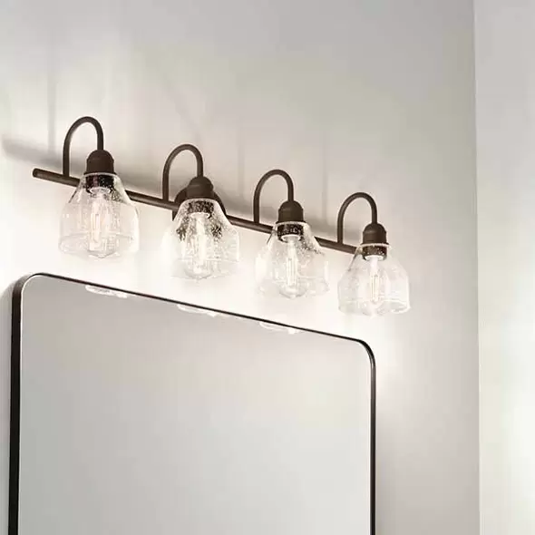 300 W Medium A19 Incandescent Olde Bronze Steel Vanity Light | KIC45974OZ