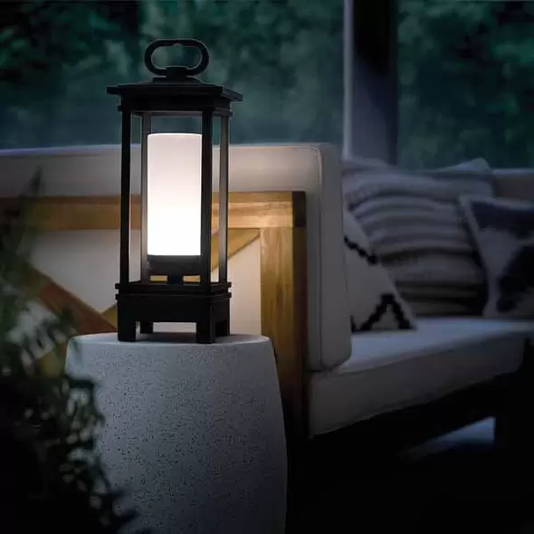 7 W 3000K Integrated LED Rubbed Bronze Aluminum Portable Bluetooth Lantern | KIC49473RZLED