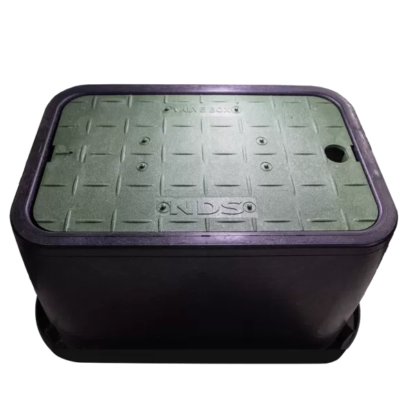 10" x 15" x 10" Rectangular Black Box Standard with Overlapping Green Cover Valve Box | NDBD1000SG
