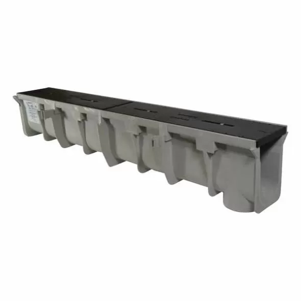 48" x 10" x 4.34 - 4.67" Light Gray Channel Drain Section | NDDDS092