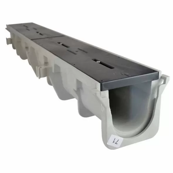 48" x 10" x 5.34" Light Gray Neutral Channel Drain Section | NDDDS094N