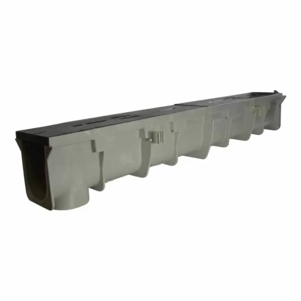 48" X 10" X 5.34 - 5.68" Light Gray Channel Drain Section |  DS-095