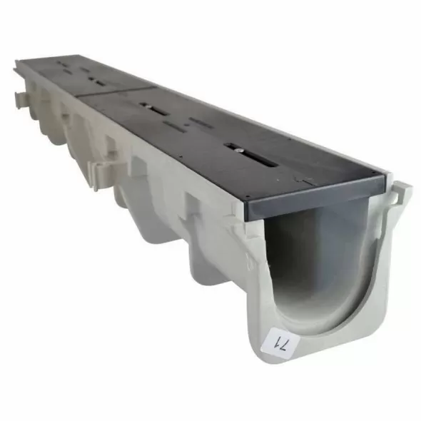 48" X 10" X 5.68 - 6.01" Light Gray Channel Drain Section |  DS-096