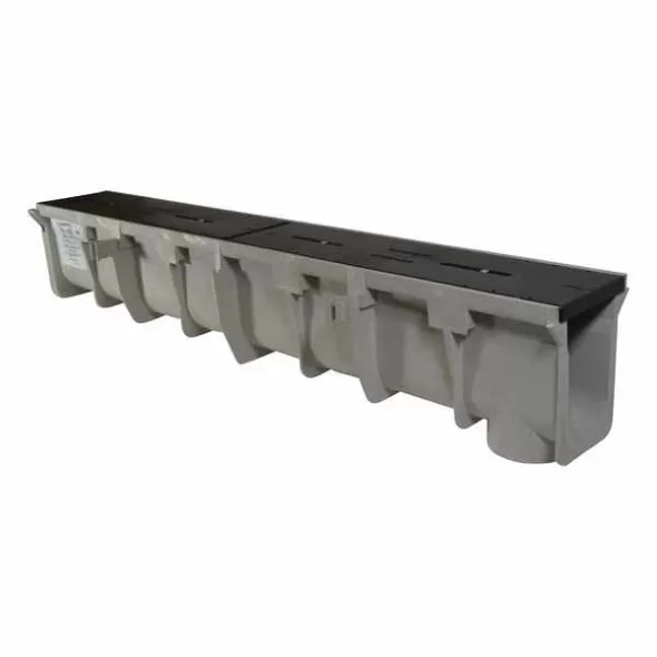 48" x 10" x 7.02 - 7.36" Light Gray Channel Drain Section | NDDDS100