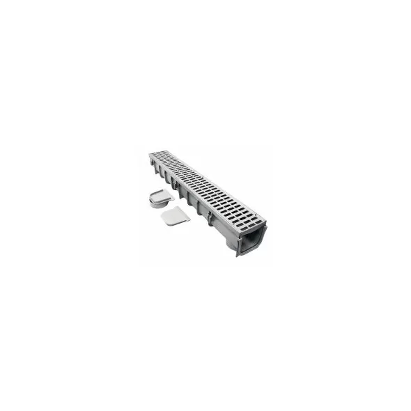 3' x 5" Channel Drain Kit, 1-Outlet Gray Pro Series Light Traffic | NDS864