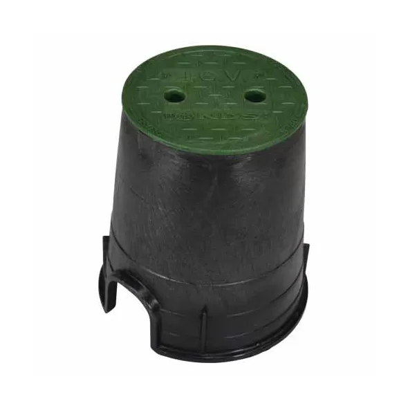 NDS Valve Box, 6" Black Irrigation Control Valve W/Overlapping Green Cover | 107BC