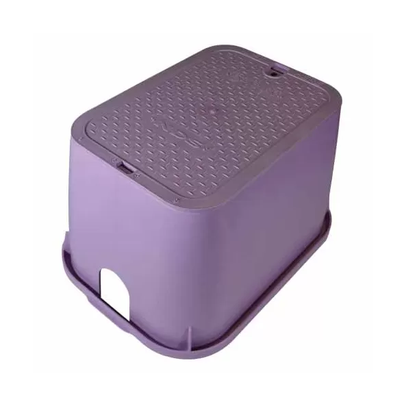14" x 19" Rectangular Purple Box Reclaimed Water Standard with Overlapping Green Cover Valve Box | NDB113PBCR