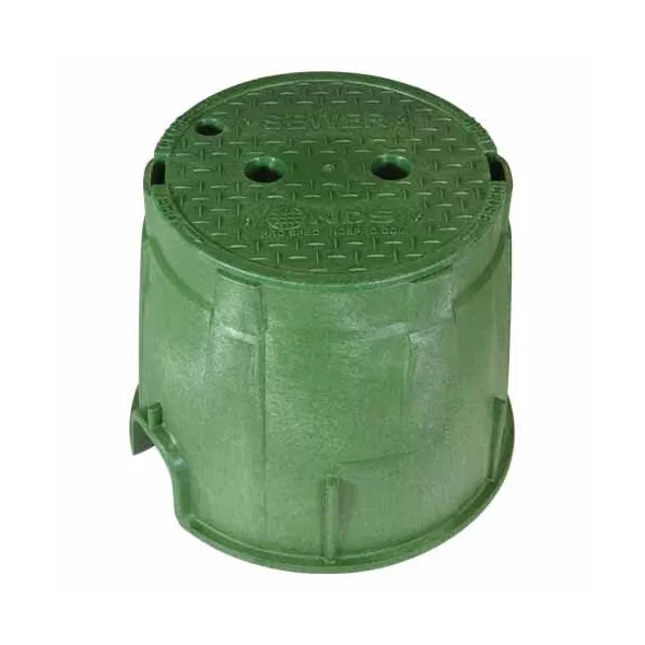10" Round Green Box Sewer Pro-Spec Corrugated with Overlapping Green Cover Valve Box | NDB312BCS