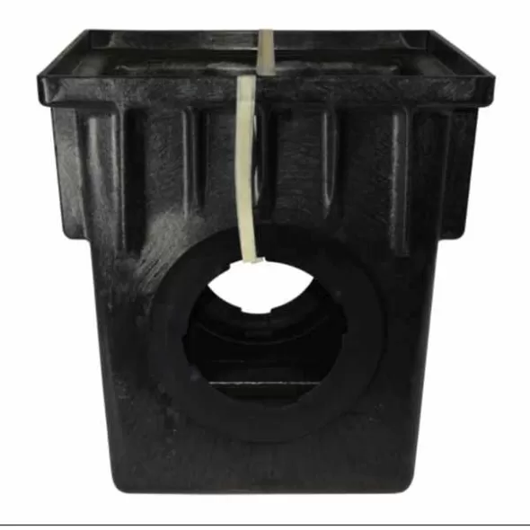 18" x 18" Square 2-Outlet Black Catch Basin | NDS1882