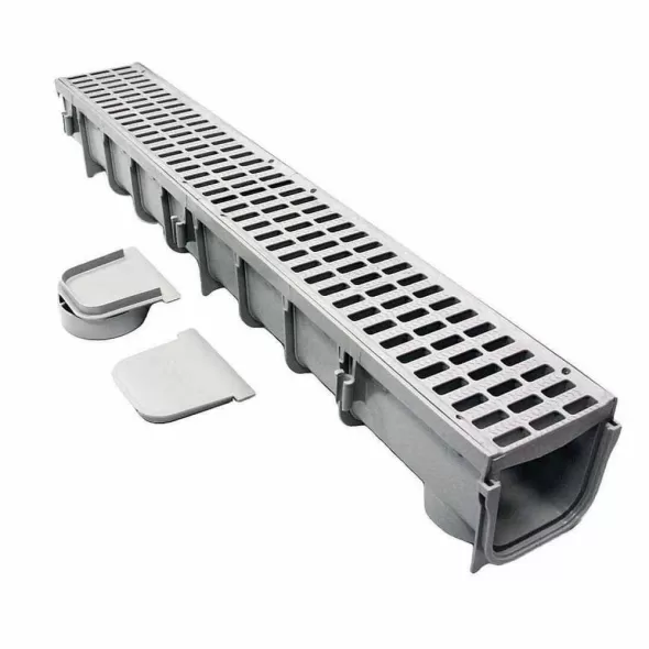 3' x 5" Channel Drain Kit, 1-Outlet Gray Pro Series Light Traffic | NDS864
