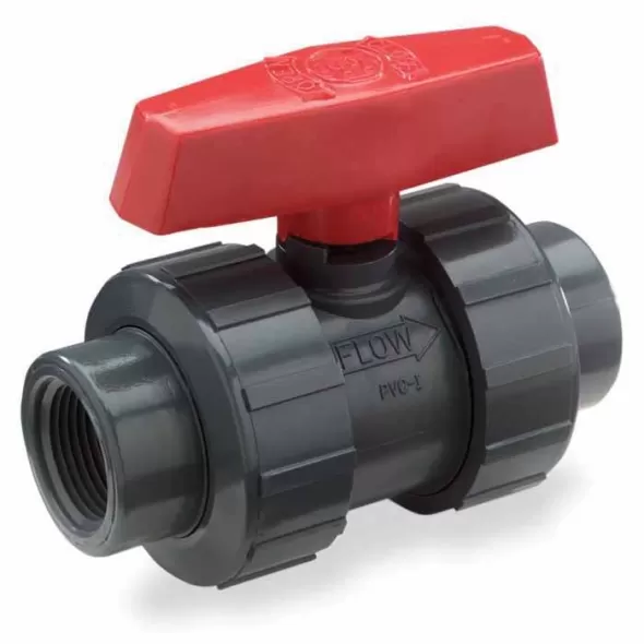 1" Slip x Threaded Black PVC 150 psi BTU Series True Union Ball Valve | NDSBTU1000E