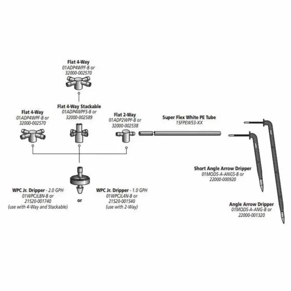 Netafim Polyethylene Drip Assembly 30" White 4-Way Manifold Multi-Outlet Flat | 40201-004400