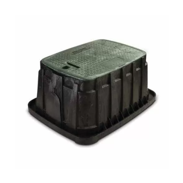 26.3" x 19.8" x 12.1" Rectangular Black Body Irrigation Control Valve Jumbo with Green Lid Valve Box | RBBVBJMB
