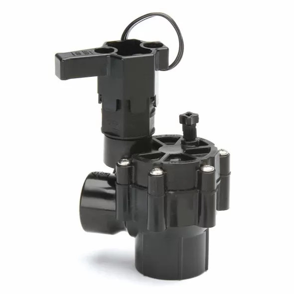 1" FNPT Black Heavy-Duty Plastic 15 - 150 psi DVA Series Automatic In-Line Angle Valve | RBL100DVA