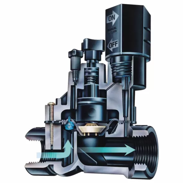 1" FNPT Black Heavy-Duty Plastic 15 - 150 psi DVA Series Automatic In-Line Angle Valve | RBL100DVA