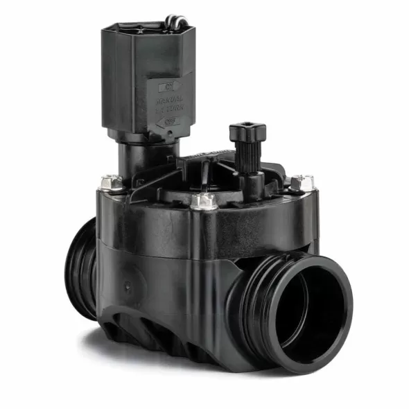 1" Male x Barb Black Glass-Filled Polypropylene 15 - 150 psi HV Series Straight Automatic In-Line Sprinkler Valve | RBL100HVMB