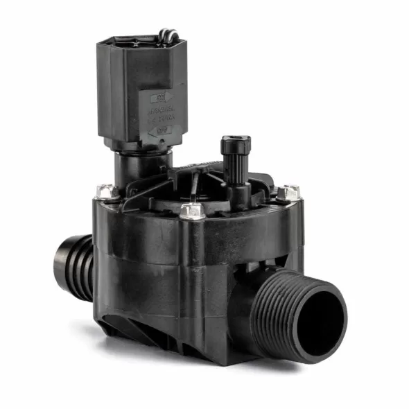 1" Male x Barb Black Glass-Filled Polypropylene 15 - 150 psi HV Series Straight Automatic In-Line Sprinkler Valve | RBL100HVMB