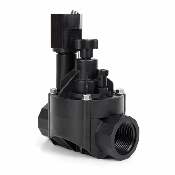 1" Male x Barb Black Glass-Filled Polypropylene 15 - 150 psi HV Series Straight Automatic In-Line Sprinkler Valve | RBL100HVMB