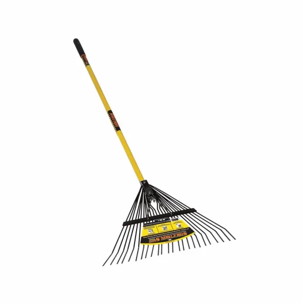 54" Yellow Fiberglass Handle 22" Steel Blade 24 Tine Leaf Rake | STR40928