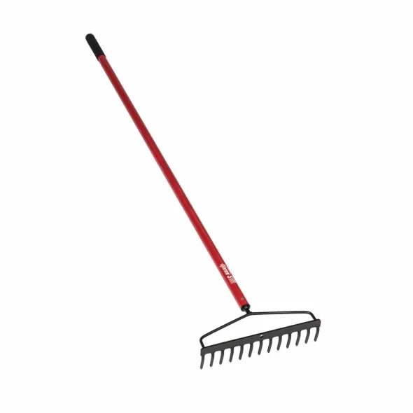 60" Red, Powder Coated Aluminum Handle 14" Steel Plug Blade Landscape Contractor 13 Tine Bow Rake | STR42600