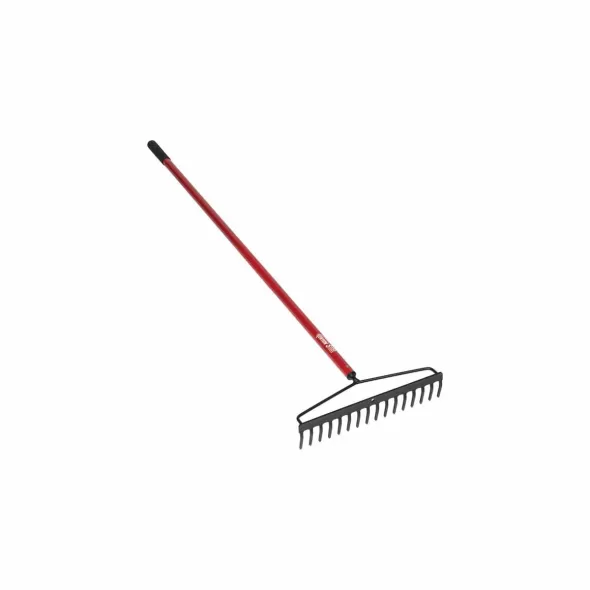 60" Red, Powder Coated Aluminum Handle 17" Steel Plug Blade Landscape Contractor 16 Tine Bow Rake | STR42604