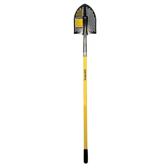 9.5" x 11.5" Blade 14 ga Yellow Professional Grade Fiberglass Handle Round Forward Turned Step Perforated Point Shovel | STR49500