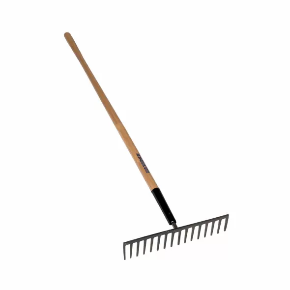62" American Ash Wood Handle 18" Forged Steel Blade 16 Tine Stone Rake | STR63126