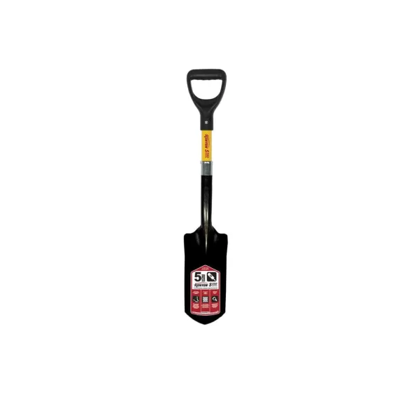 5" Blade 14 ga Yellow Professional Grade Fiberglass Handle Trenching/Cleanout Forward Turned Step 31" Shovel | STR89095