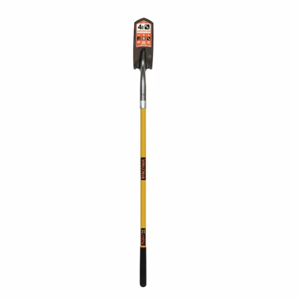 4" Blade 11 ga Yellow Premium Fiberglass Handle Trenching/Cleanout Forward Turned Step Shovel | STRS703